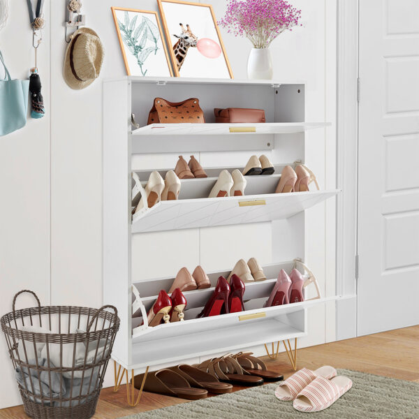 VEVOR Shoe Cabinet With 3 Flip Drawers, Shoe Storage Cabinet For Entryway, Free Standing Shoe Storage Organizer For Heels, Boots, Slippers In Hallway, Living Room - Image 4