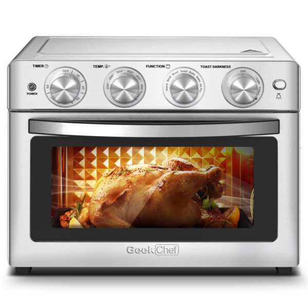 Geek Chef 26QT (26L) Air Fryer Toaster Oven Combo – 6 Slice, Oil-Free Fry, Roast, Bake, Broil, Reheat | Convection Countertop Oven, Stainless Steel - Image 7