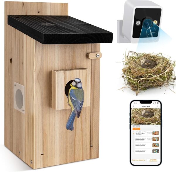 Smart 3MP Outdoor Birdhouse Camera with Motion Detection