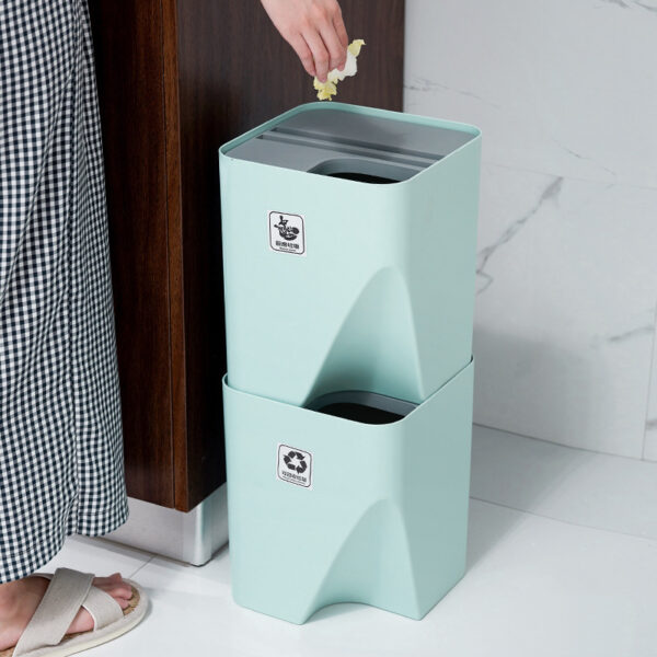 Kitchen Trash Can Recycle Bin Stacked Sorting Trash Bin Household Dry And Wet Separation Waste Bin Rubbish Bin for Bathroom - Image 4