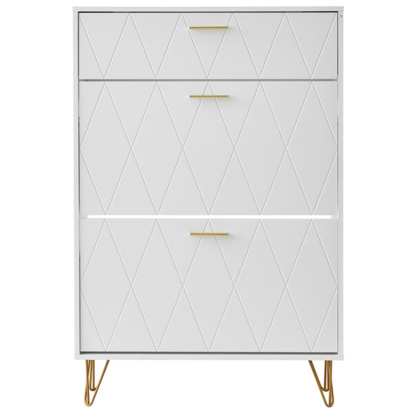 VEVOR Shoe Cabinet With 3 Flip Drawers, Shoe Storage Cabinet For Entryway, Free Standing Shoe Storage Organizer For Heels, Boots, Slippers In Hallway, Living Room - Image 3