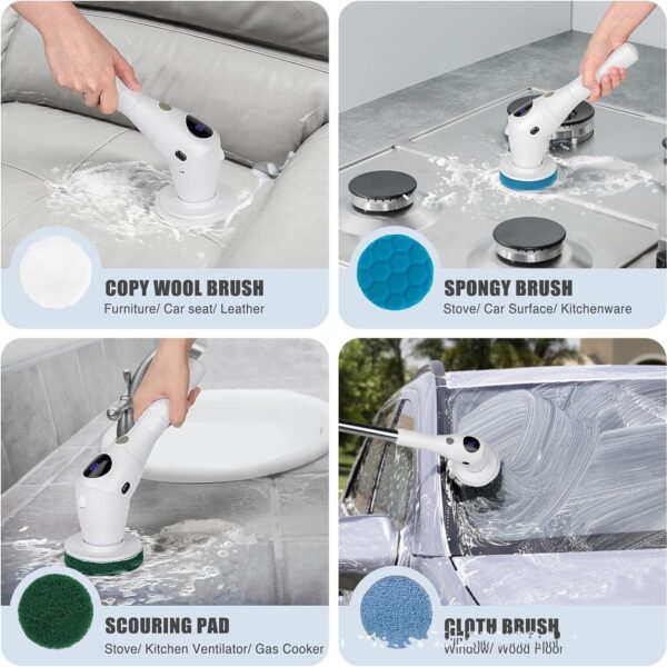 8-in-1 Electric Cleaning Brush Multi-functional Household Kitchen Bathroom Dedicated Mute Handheld Strong Cleaning Brush - Image 7