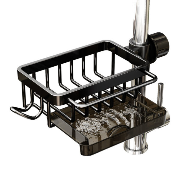 Kitchen Space Aluminum Sink Faucet Storage Rack Dishwasher Vegetable Sink Supplies Household Drain Basket Bathroom Accessories - Image 9