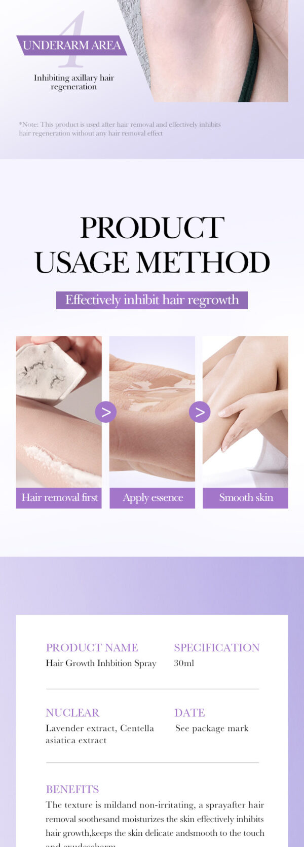 Hair Growth Inhibition Armpit Leg Hair Spray - Image 3