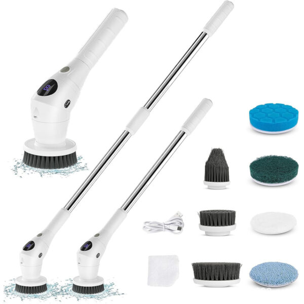 8-in-1 Electric Cleaning Brush Multi-functional Household Kitchen Bathroom Dedicated Mute Handheld Strong Cleaning Brush - Image 3