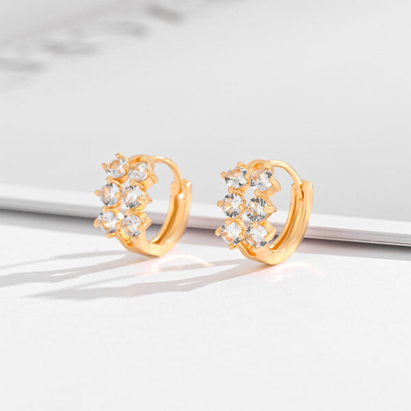 Fashion Multi-style Square Crystal Zircon Ornament Gold Plated Diamond Ear Ring - Image 7