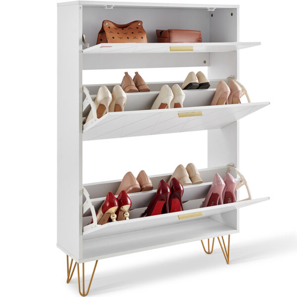 VEVOR Shoe Cabinet With 3 Flip Drawers, Shoe Storage Cabinet For Entryway, Free Standing Shoe Storage Organizer For Heels, Boots, Slippers In Hallway, Living Room - Image 2