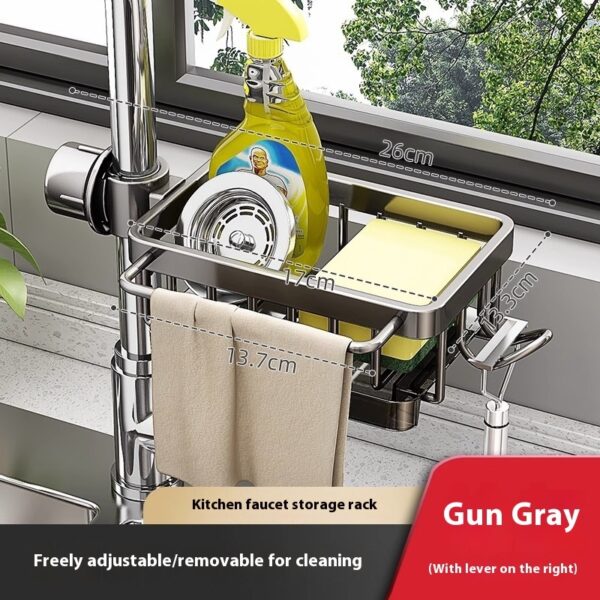 Kitchen Space Aluminum Sink Faucet Storage Rack Dishwasher Vegetable Sink Supplies Household Drain Basket Bathroom Accessories - Image 7