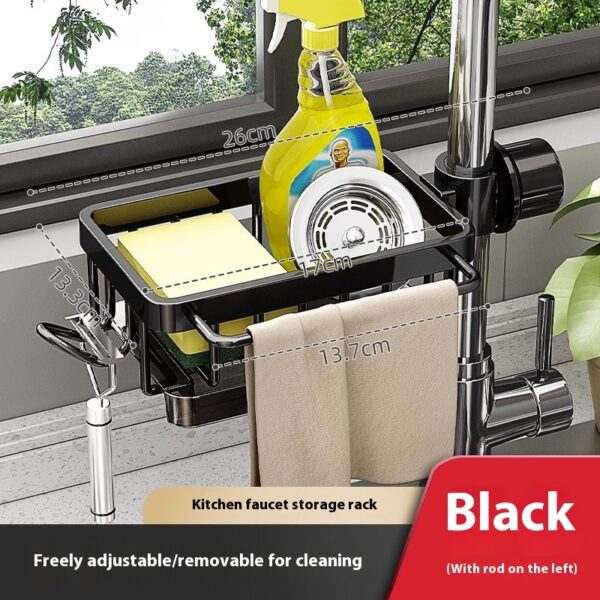 Kitchen Space Aluminum Sink Faucet Storage Rack Dishwasher Vegetable Sink Supplies Household Drain Basket Bathroom Accessories - Image 10