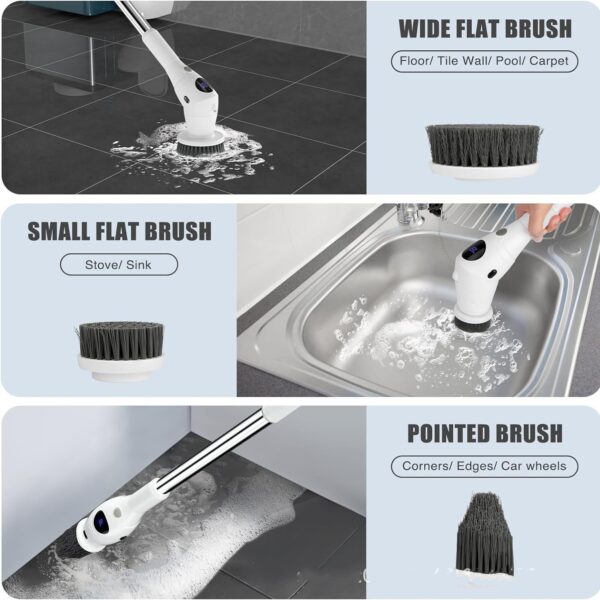 8-in-1 Electric Cleaning Brush Multi-functional Household Kitchen Bathroom Dedicated Mute Handheld Strong Cleaning Brush - Image 9