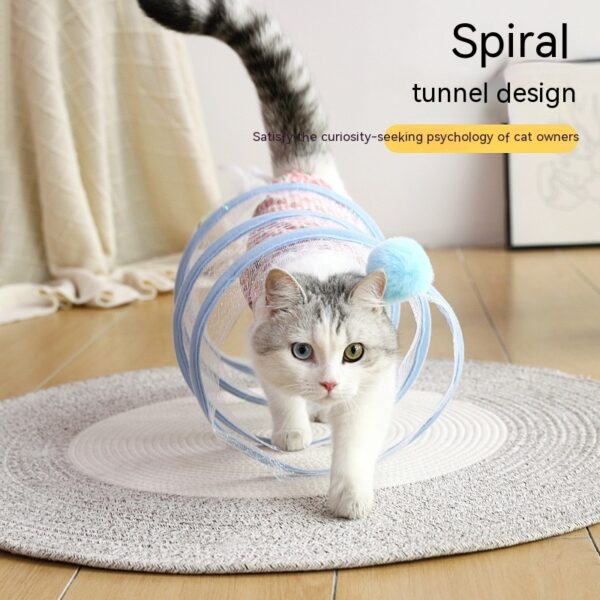 Folded Cat Tunnel S Type Cats Tunnel Spring Toy Mouse Tunnel Cat Outdoor Cat Toys For Kitten Interactive Cat Supplies - Image 2