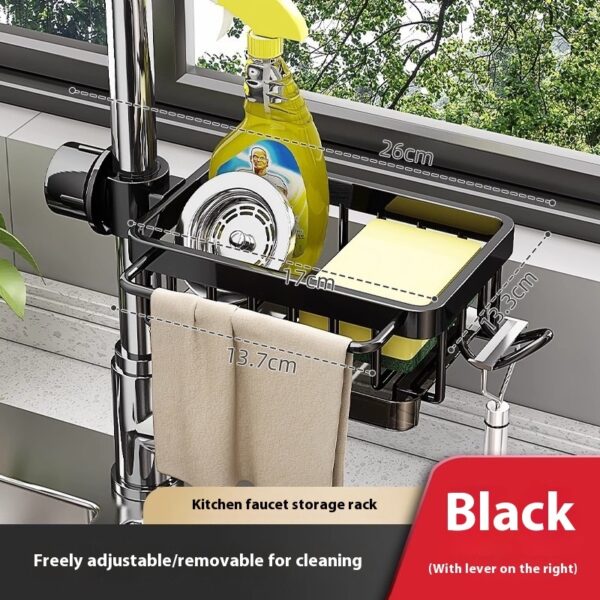 Kitchen Space Aluminum Sink Faucet Storage Rack Dishwasher Vegetable Sink Supplies Household Drain Basket Bathroom Accessories - Image 3