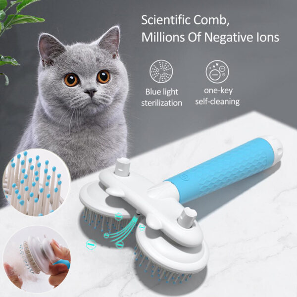 Pet Cat Brush Dog Slicker Brush Double-headed Negative Ion One-button Self Cleaning Dog Cat Hair Removal Pets Products - Image 2