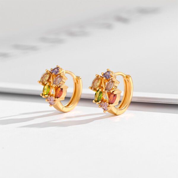 Fashion Multi-style Square Crystal Zircon Ornament Gold Plated Diamond Ear Ring - Image 3