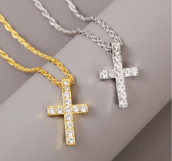 Cross Pendant Necklaces For Women Men Punk Hiphop Rope Chain On Neck Rapper Jewelry - Image 4