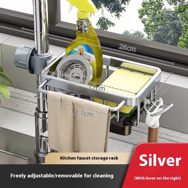 Kitchen Space Aluminum Sink Faucet Storage Rack Dishwasher Vegetable Sink Supplies Household Drain Basket Bathroom Accessories - Image 5