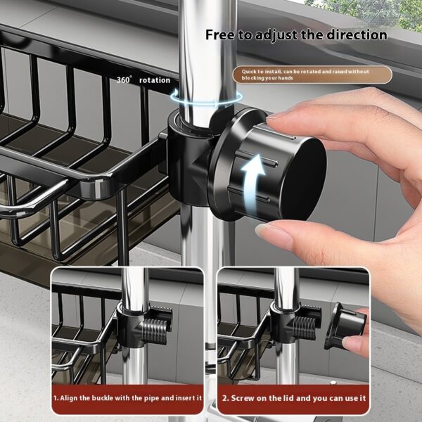 Kitchen Space Aluminum Sink Faucet Storage Rack Dishwasher Vegetable Sink Supplies Household Drain Basket Bathroom Accessories - Image 4