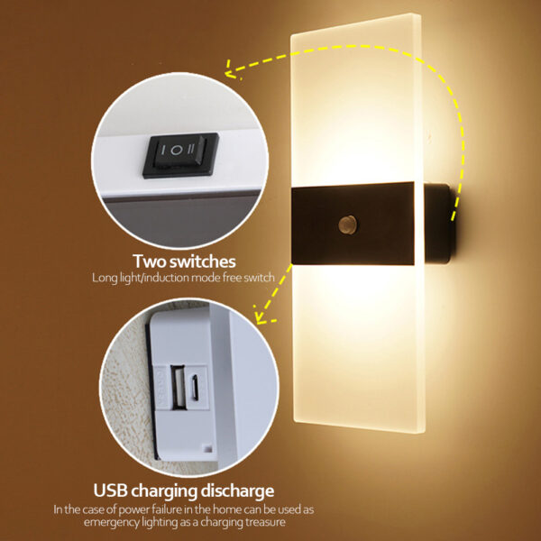 Indoor Sensing USB Charging Wall Lamp - Image 4