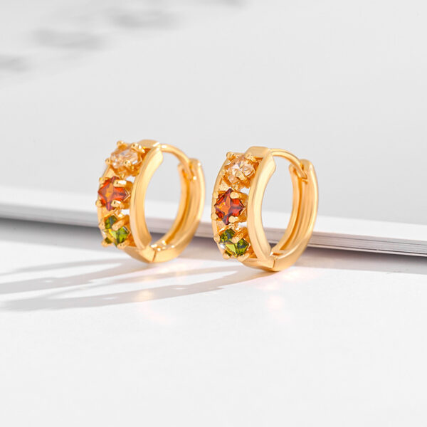 Fashion Multi-style Square Crystal Zircon Ornament Gold Plated Diamond Ear Ring - Image 2