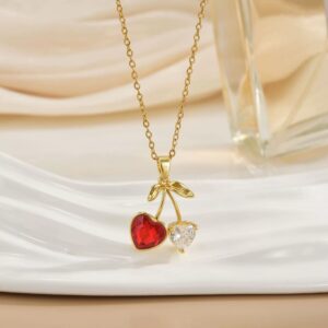 Women's Cherry Necklace Does Not Fade High-end Pendant Versatile Clavicle Chain