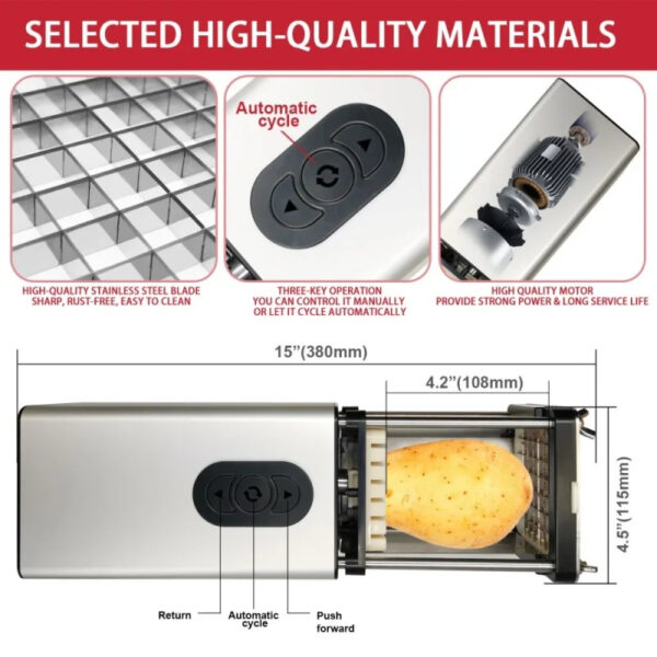 Kitchen Gadget Electric French Fry Cutter With Blades Stainless Steel Vegetable Potato Carrot For Commercial Household - Image 10